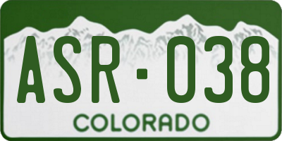 CO license plate ASR038