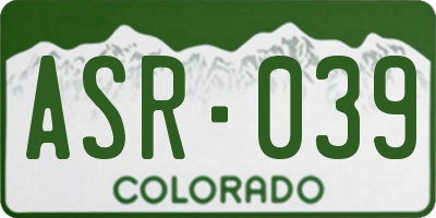 CO license plate ASR039