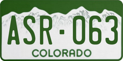 CO license plate ASR063