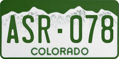 CO license plate ASR078