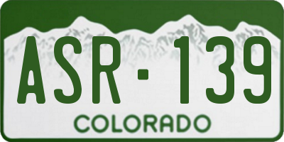 CO license plate ASR139