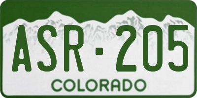 CO license plate ASR205
