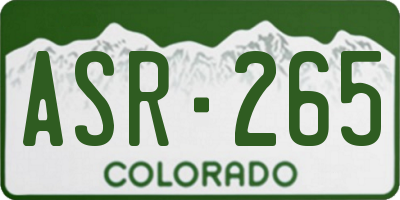 CO license plate ASR265
