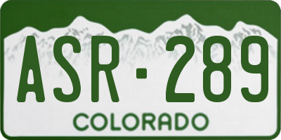 CO license plate ASR289