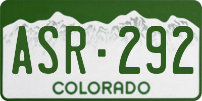 CO license plate ASR292