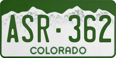 CO license plate ASR362