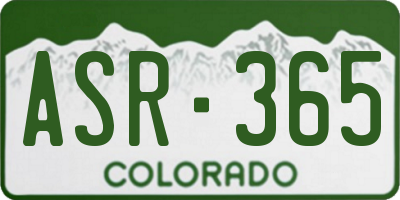 CO license plate ASR365