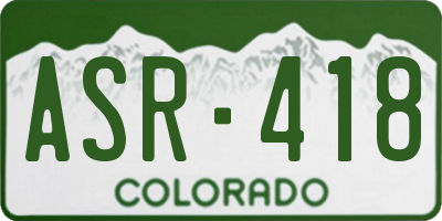 CO license plate ASR418