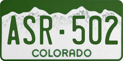 CO license plate ASR502
