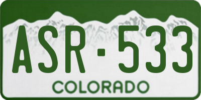 CO license plate ASR533