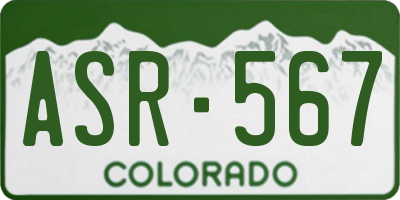CO license plate ASR567