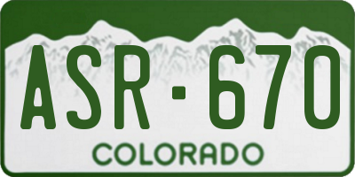 CO license plate ASR670