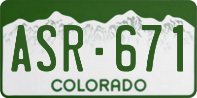 CO license plate ASR671