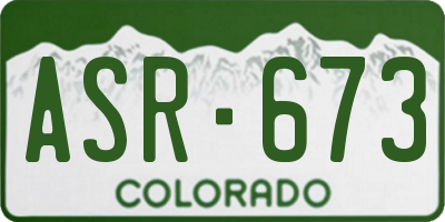 CO license plate ASR673