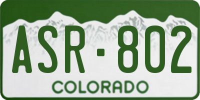 CO license plate ASR802