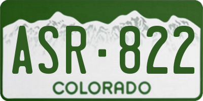 CO license plate ASR822