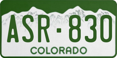 CO license plate ASR830