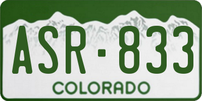 CO license plate ASR833