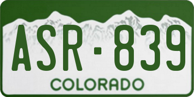CO license plate ASR839