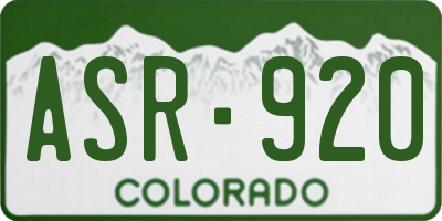 CO license plate ASR920