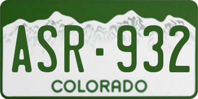 CO license plate ASR932