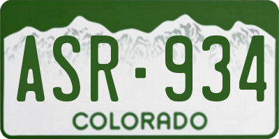 CO license plate ASR934