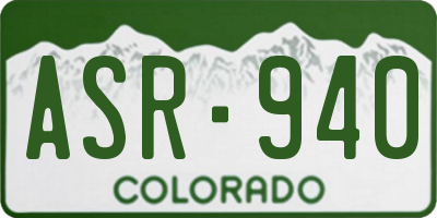 CO license plate ASR940