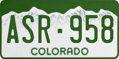 CO license plate ASR958
