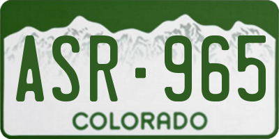 CO license plate ASR965