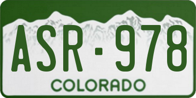 CO license plate ASR978