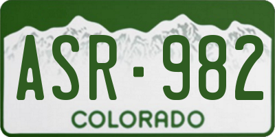 CO license plate ASR982