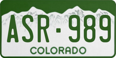 CO license plate ASR989