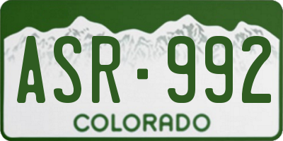 CO license plate ASR992