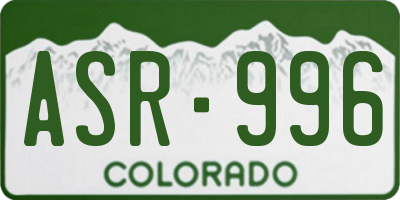 CO license plate ASR996