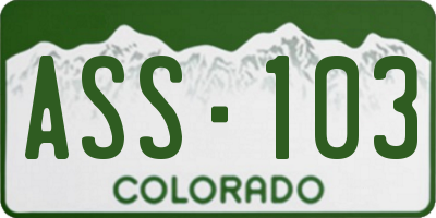 CO license plate ASS103