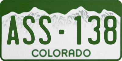 CO license plate ASS138