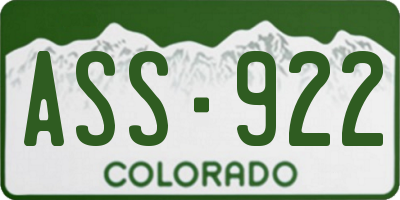 CO license plate ASS922