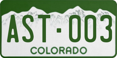 CO license plate AST003