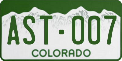 CO license plate AST007