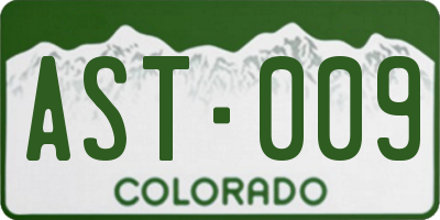 CO license plate AST009