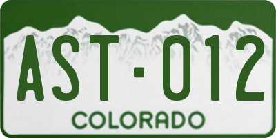 CO license plate AST012