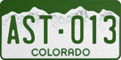 CO license plate AST013