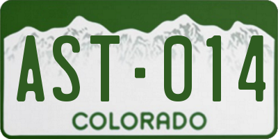 CO license plate AST014