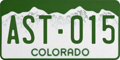 CO license plate AST015