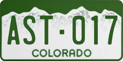 CO license plate AST017