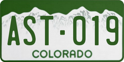 CO license plate AST019