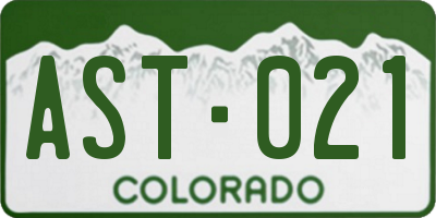 CO license plate AST021