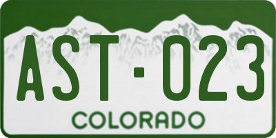 CO license plate AST023