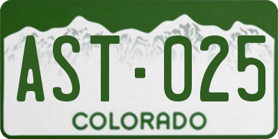 CO license plate AST025