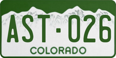 CO license plate AST026